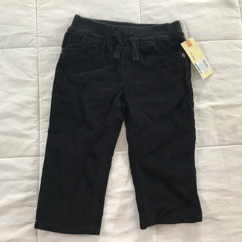 Straight-leg black corduroy pants
